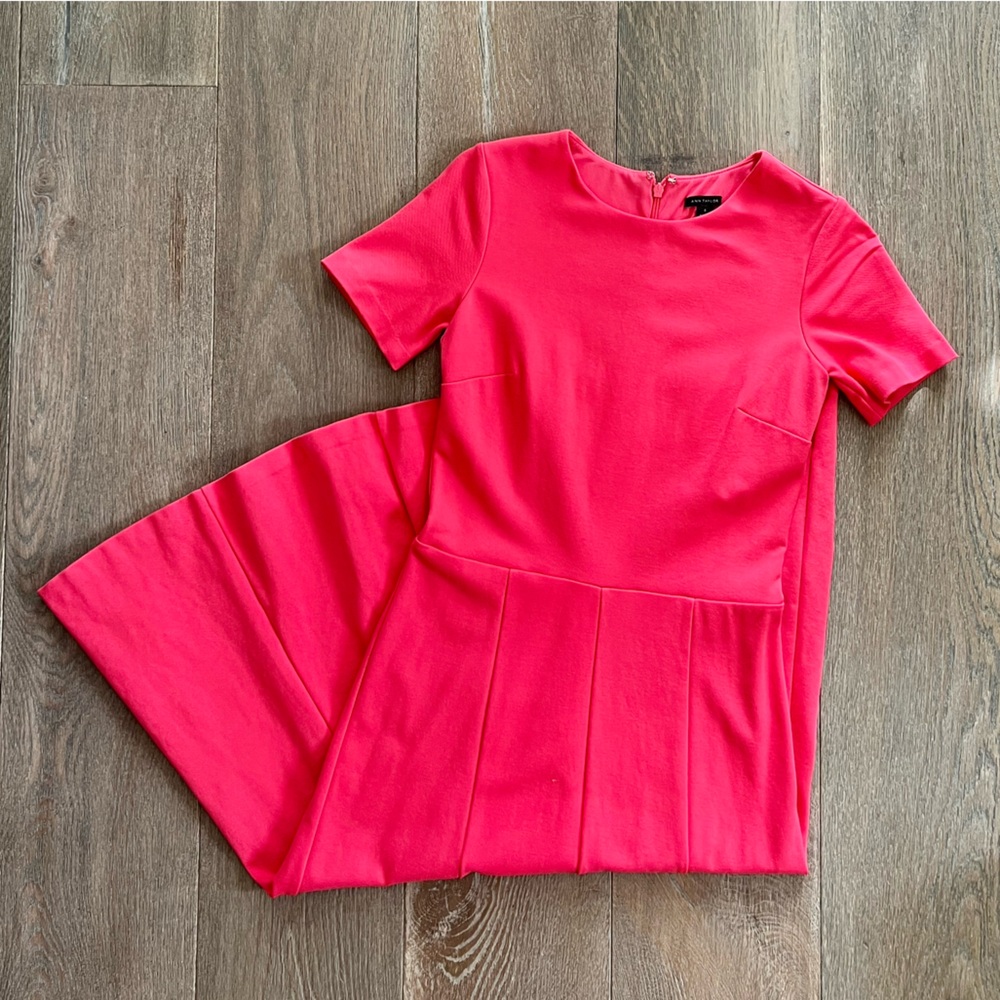Ann Taylor Bright Pink A-line Fit and Flare MIDI Dress Size 0